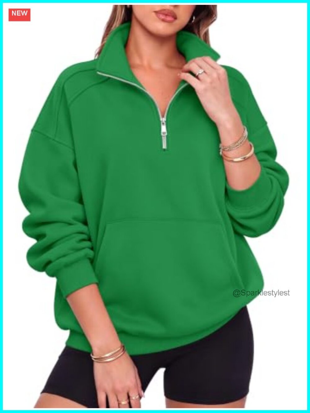 Oversized Half Zip Fleece Sweatshirt Women Henley Snap Button Pullover